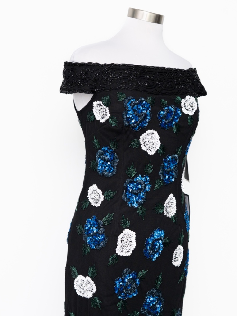 Adrianna Papell - Beaded Off-The-Shoulder Sheath Dress - Picture 8 of 15